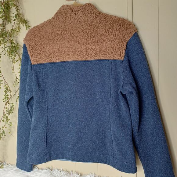 Title Nine Women Callitrix Fleece Pullover Jacket Blue Brown Long Sleeve S - Picture 2 of 7